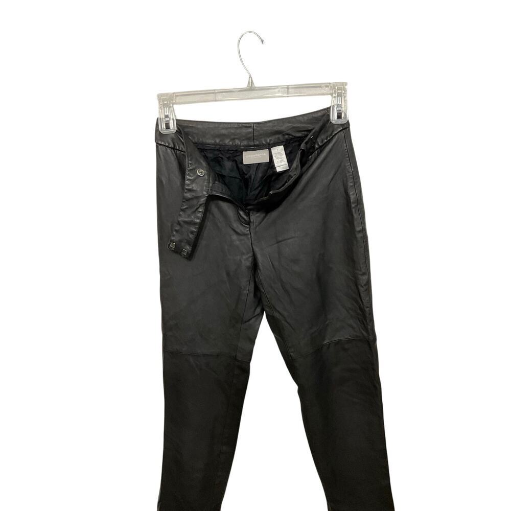 VTG Liz Claiborne Black Leather Riding Pants Size 6 Small Straight Leg - Picture 4 of 6